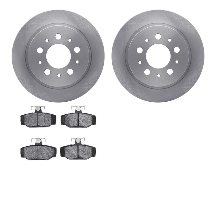 6602-27087 Brake Rotors w/5000 Euro Ceramic Brake Pads, 1995-1997 Volvo, Position: Rear