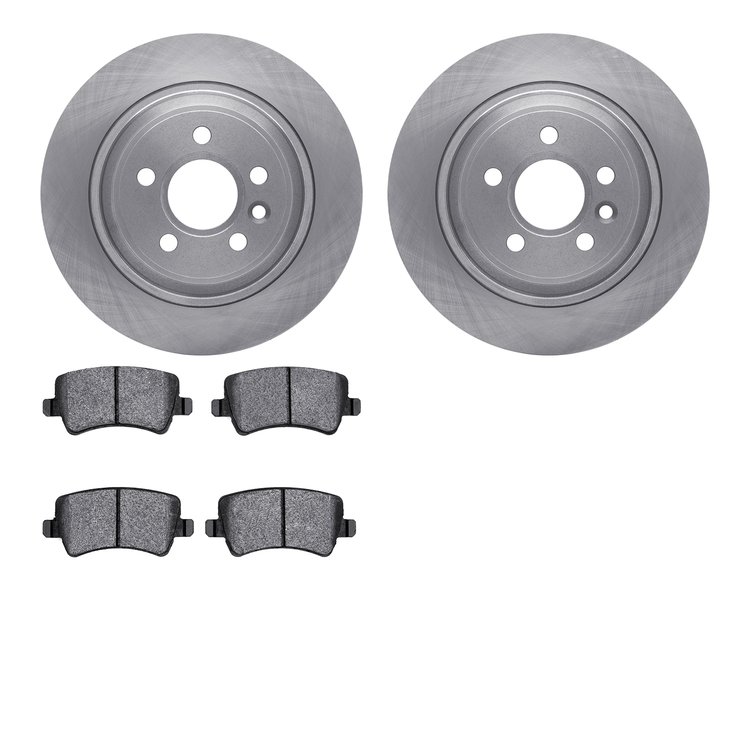 6602-27151 Brake Rotors w/5000 Euro Ceramic Brake Pads, 2007-2018 Volvo, Position: Rear