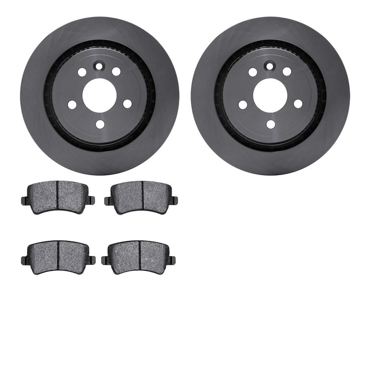 6602-27159 Brake Rotors w/5000 Euro Ceramic Brake Pads, 2007-2015 Volvo, Position: Rear