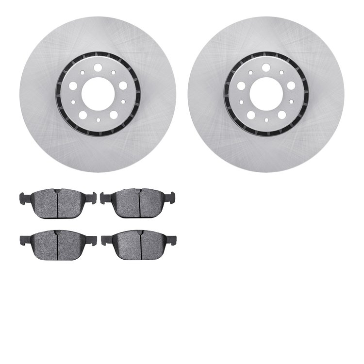 6602-27191 Brake Rotors w/5000 Euro Ceramic Brake Pads, 2003-2014 Volvo, Position: Front