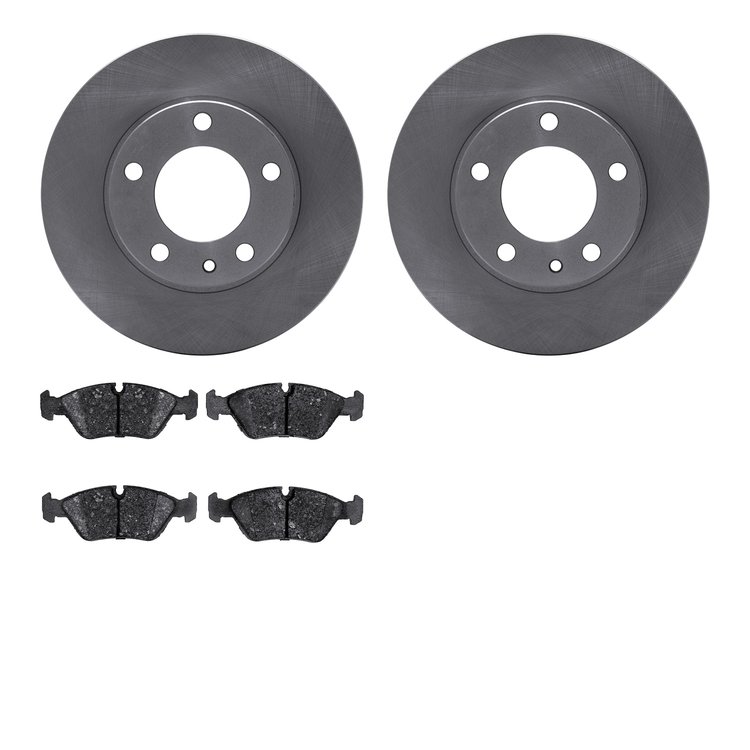 6602-31055 Brake Rotors w/5000 Euro Ceramic Brake Pads, 1982-1988 BMW, Position: Front