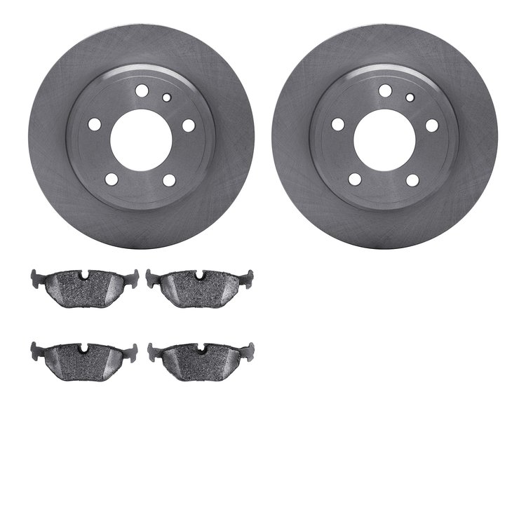 6602-31083 Brake Rotors w/5000 Euro Ceramic Brake Pads, 1987-1992 BMW, Position: Rear