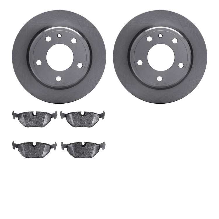 6602-31103 Brake Rotors w/5000 Euro Ceramic Brake Pads, 1988-1991 BMW, Position: Rear