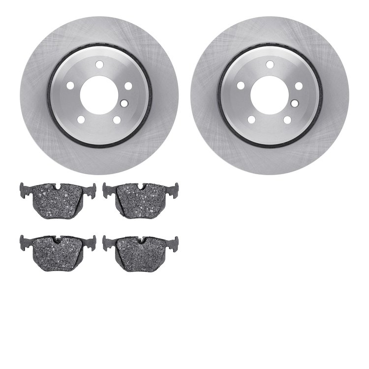 6602-31192 Brake Rotors w/5000 Euro Ceramic Brake Pads, 2001-2006 BMW, Position: Rear
