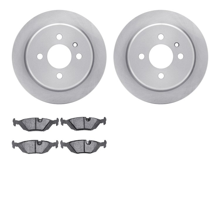 6602-31484 Brake Rotors w/5000 Euro Ceramic Brake Pads, 1988-1990 BMW, Position: Rear