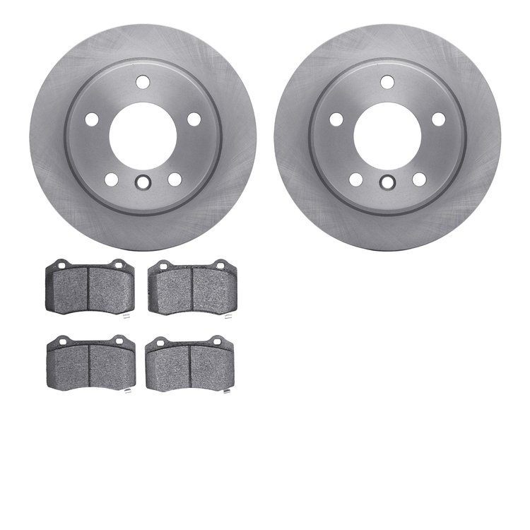 6602-39005 Brake Rotors w/5000 Euro Ceramic Brake Pads, Fits Select Mopar, Position: Rear