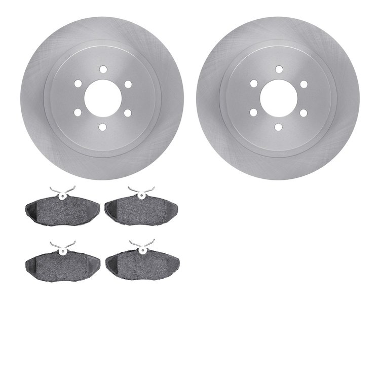 6602-40003 Brake Rotors w/5000 Euro Ceramic Brake Pads, 2001-2002 Mopar, Position: Rear