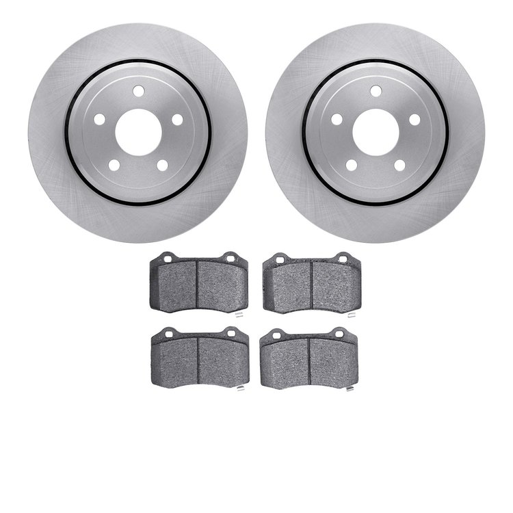 6602-42020 Brake Rotors w/5000 Euro Ceramic Brake Pads, Fits Select Mopar, Position: Rear
