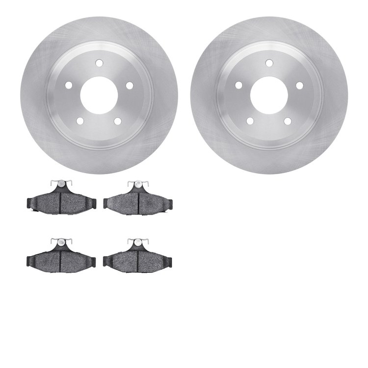 6602-47007 Brake Rotors w/5000 Euro Ceramic Brake Pads, 1988-1996 GM, Position: Rear