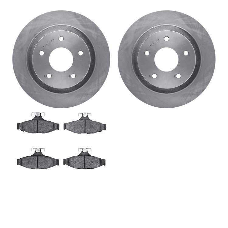 6602-52003 Brake Rotors w/5000 Euro Ceramic Brake Pads, 1985-1992 GM, Position: Rear