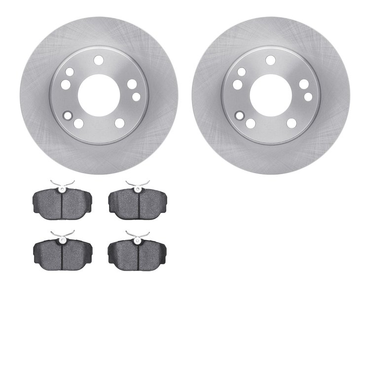 6602-63051 Brake Rotors w/5000 Euro Ceramic Brake Pads, 1984-1989 Mercedes-Benz, Position: Front