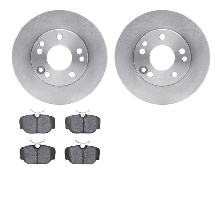 6602-63055 Brake Rotors w/5000 Euro Ceramic Brake Pads, 1987-1993 Mercedes-Benz, Position: Front