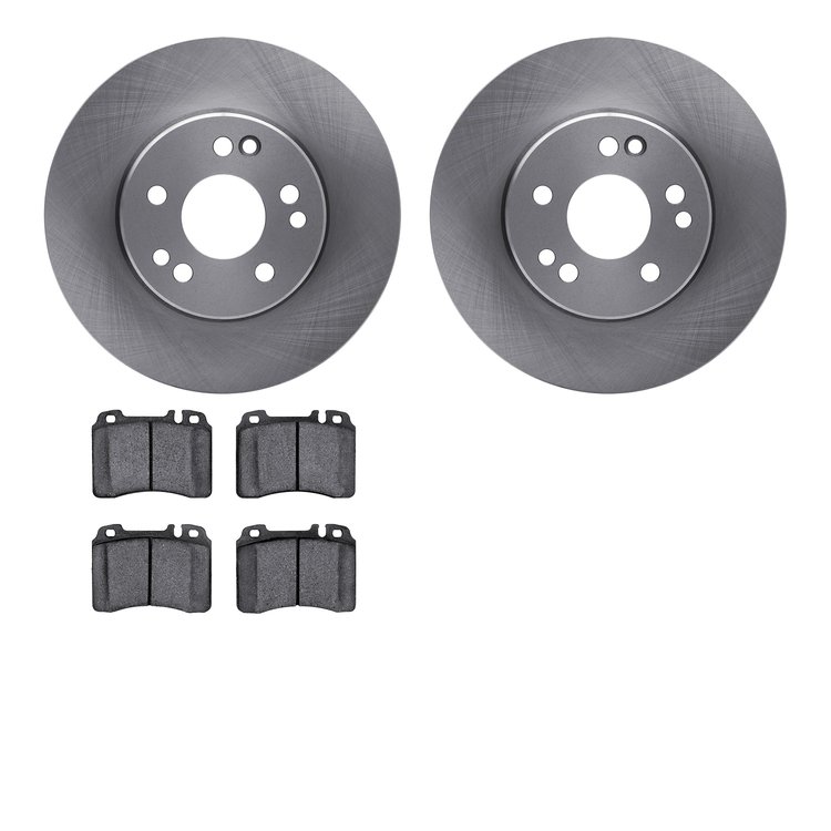6602-63099 Brake Rotors w/5000 Euro Ceramic Brake Pads, 1990-1995 Mercedes-Benz, Position: Front
