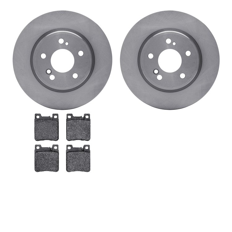 6602-63137 Brake Rotors w/5000 Euro Ceramic Brake Pads, 1993-2002 Mercedes-Benz, Position: Rear