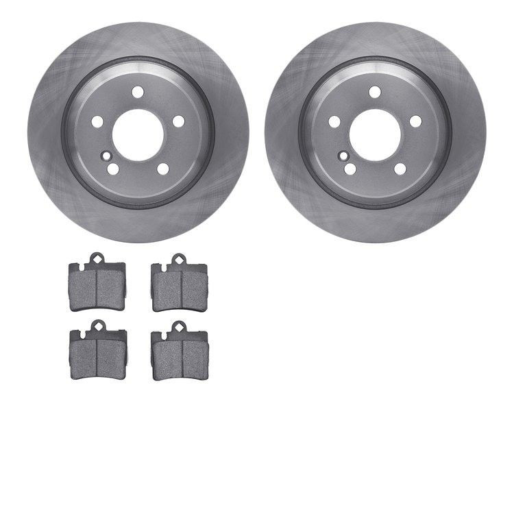 6602-63156 Brake Rotors w/5000 Euro Ceramic Brake Pads, 2000-2003 Mercedes-Benz, Position: Rear