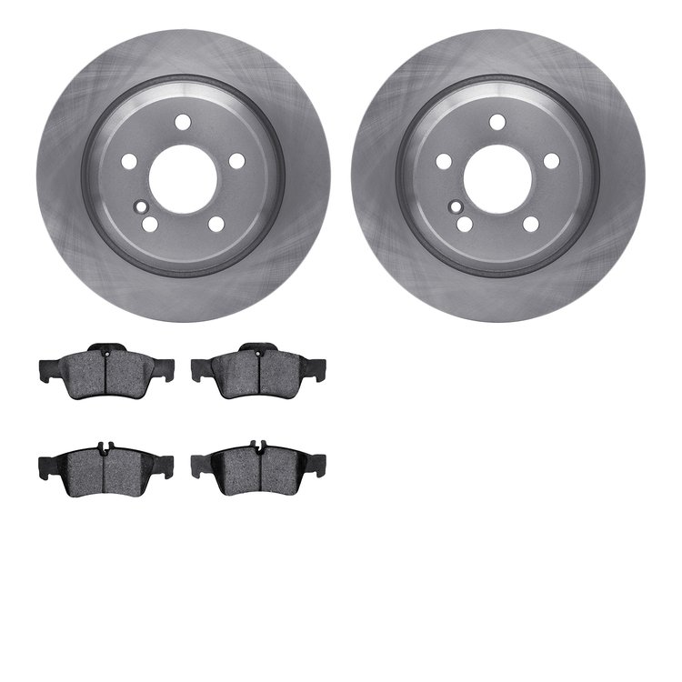 6602-63157 Brake Rotors w/5000 Euro Ceramic Brake Pads, 2002-2006 Mercedes-Benz, Position: Rear