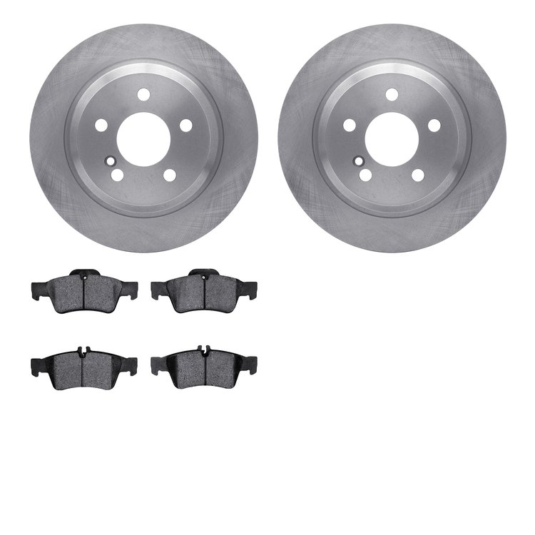 6602-63256 Brake Rotors w/5000 Euro Ceramic Brake Pads, 2003-2006 Mercedes-Benz, Position: Rear