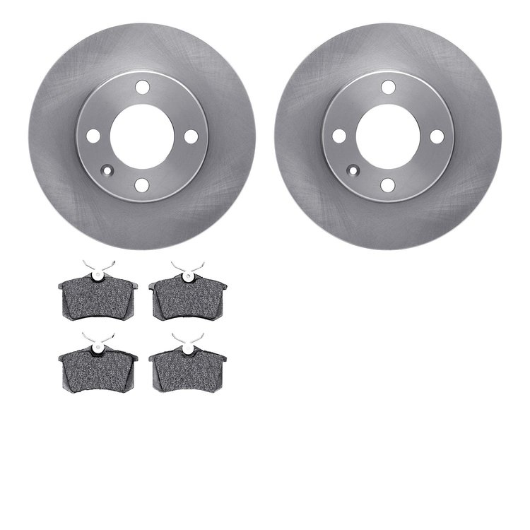 6602-74034 Brake Rotors w/5000 Euro Ceramic Brake Pads, 1986-1993 Audi/Volkswagen, Position: Rear