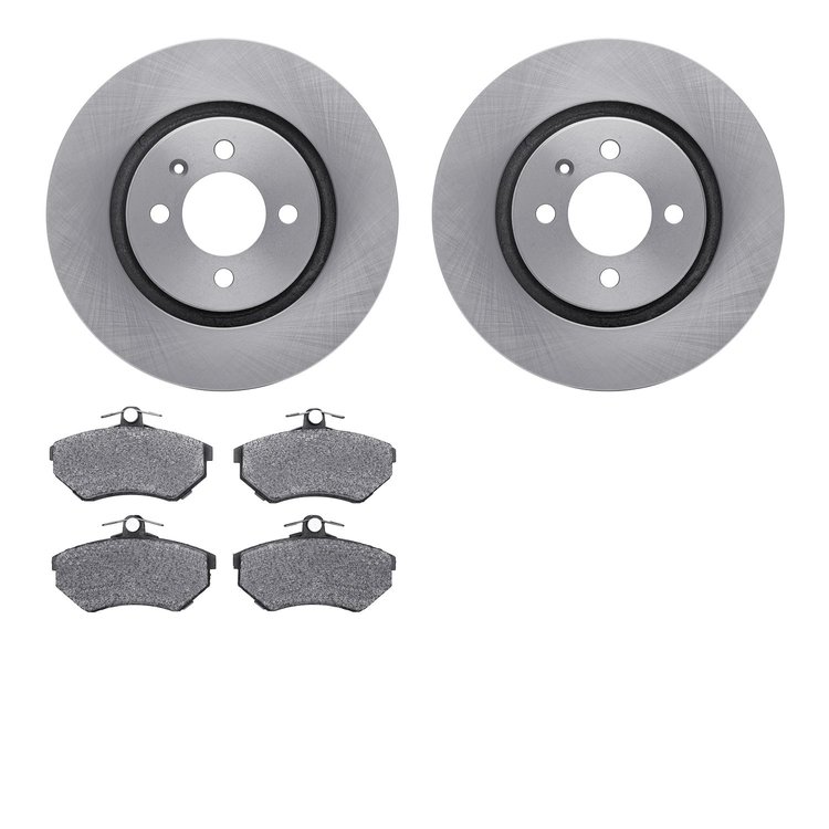 6602-74038 Brake Rotors w/5000 Euro Ceramic Brake Pads, 1990-1993 Audi/Volkswagen, Position: Front