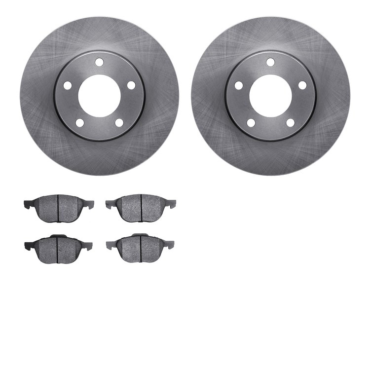 6602-80011 Brake Rotors w/5000 Euro Ceramic Brake Pads, 2004-2013 Ford/Lincoln/Mercury/Mazda, Position: Front