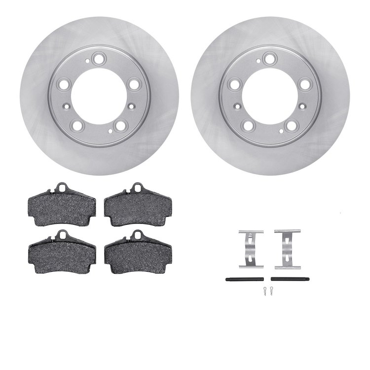 6612-02035 Brake Rotors w/5000 Euro Ceramic Brake Pads Kit with Hardware, 1997-2004 Porsche, Position: Rear
