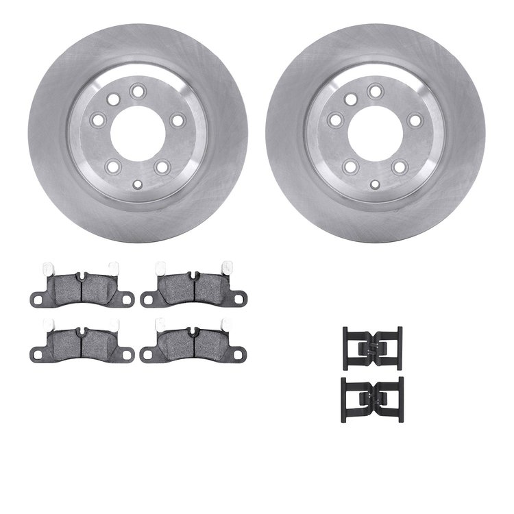 6612-02049 Brake Rotors w/5000 Euro Ceramic Brake Pads Kit with Hardware, 2011-2018 Porsche, Position: Rear