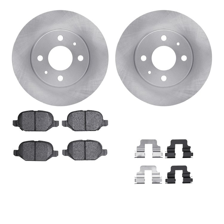 6612-07003 Brake Rotors w/5000 Euro Ceramic Brake Pads Kit with Hardware, 2009-2019 Mopar, Position: Rear