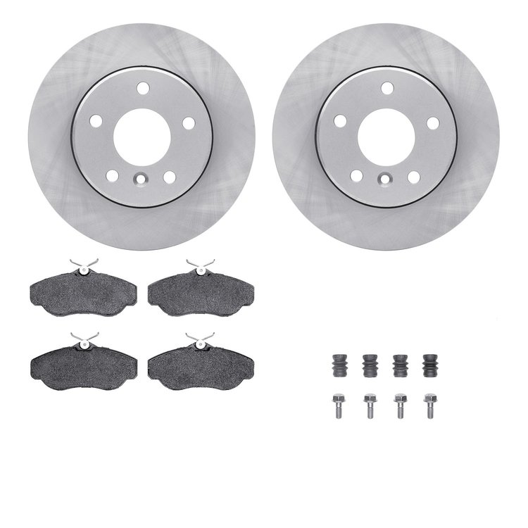 6612-11011 Brake Rotors w/5000 Euro Ceramic Brake Pads Kit with Hardware, 1999-2004 Land Rover, Position: Front