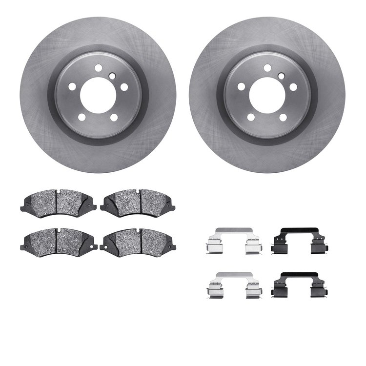 6612-11055 Brake Rotors w/5000 Euro Ceramic Brake Pads Kit with Hardware, 2010-2012 Land Rover, Position: Front