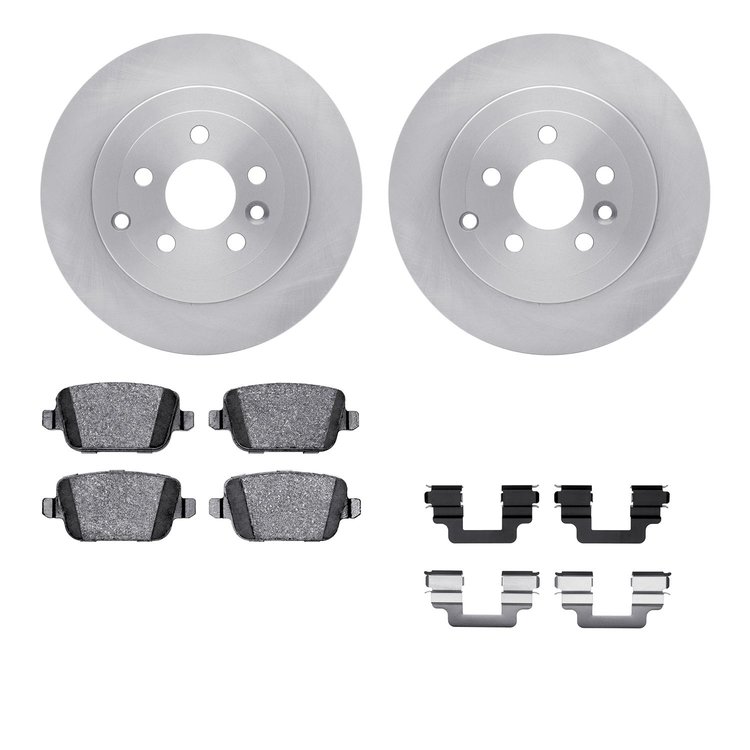 6612-11067 Brake Rotors w/5000 Euro Ceramic Brake Pads Kit with Hardware, 2008-2012 Land Rover, Position: Rear