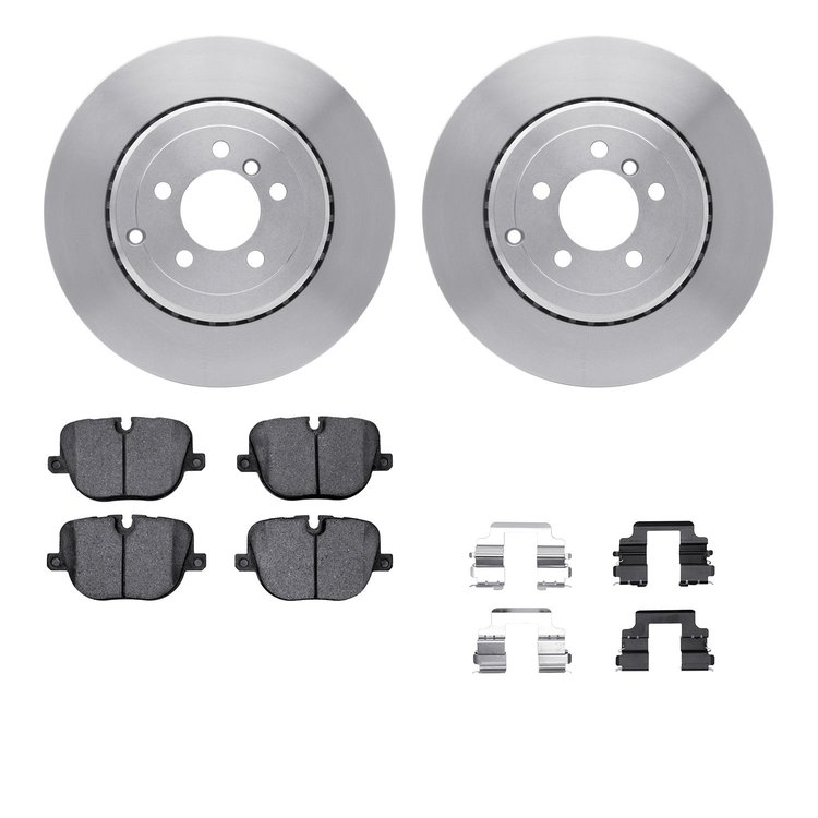6612-11071 Brake Rotors w/5000 Euro Ceramic Brake Pads Kit with Hardware, 2010-2012 Land Rover, Position: Rear