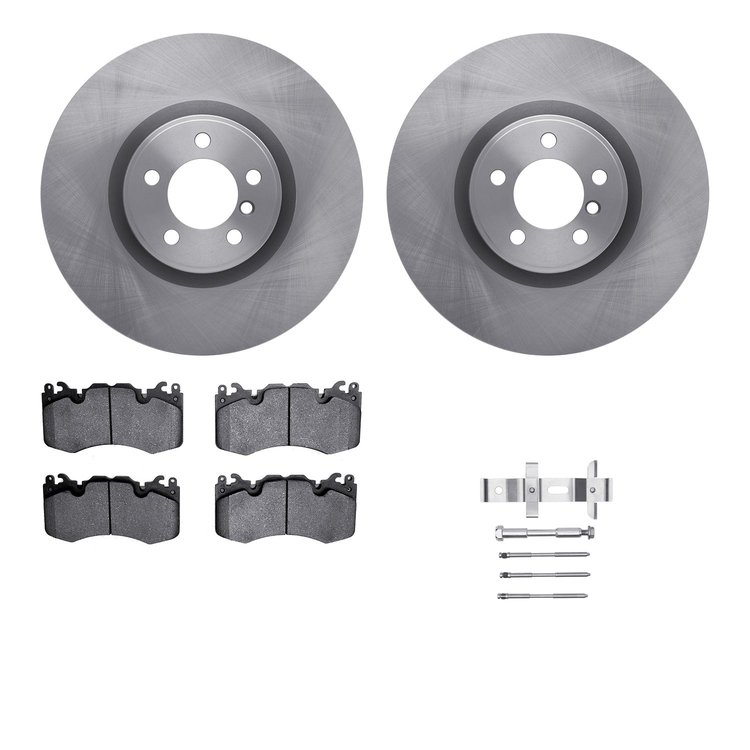 6612-11075 Brake Rotors w/5000 Euro Ceramic Brake Pads Kit with Hardware, 2010-2012 Land Rover, Position: Front
