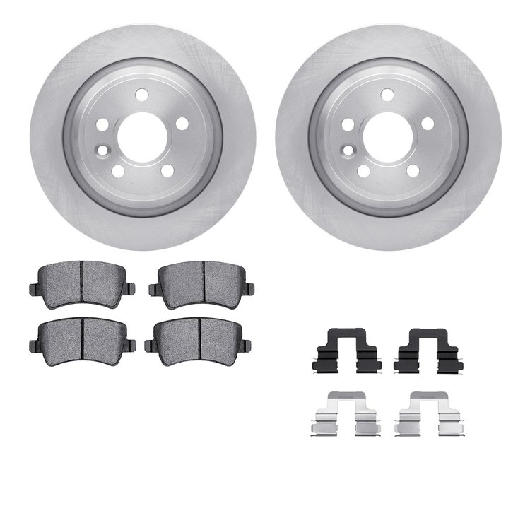 6612-11087 Brake Rotors w/5000 Euro Ceramic Brake Pads Kit with Hardware, 2012-2015 Land Rover, Position: Rear