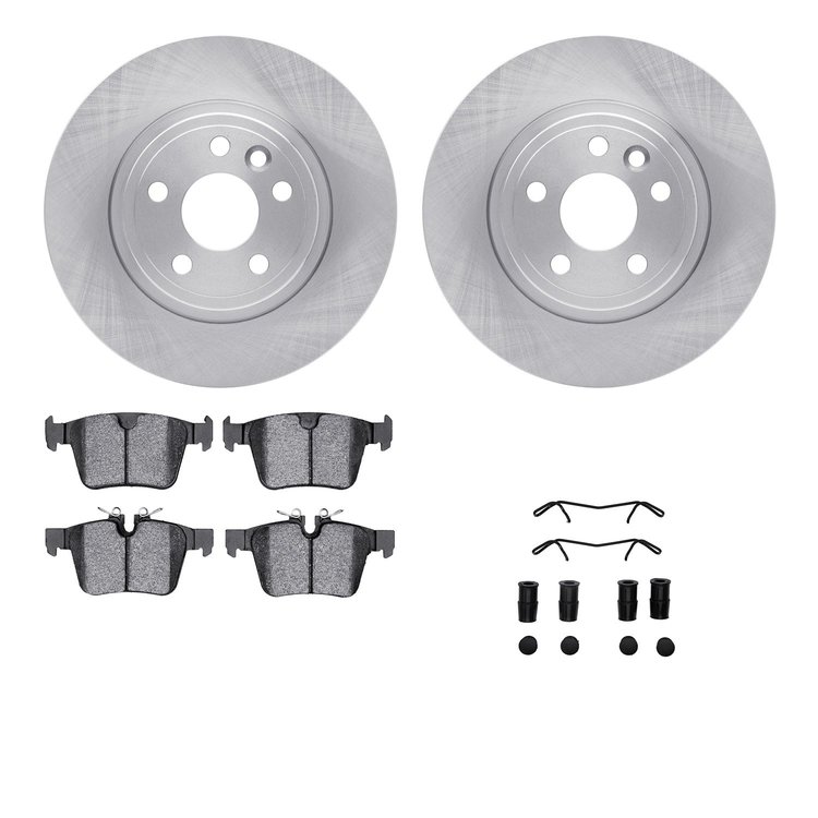 6612-11107 Brake Rotors w/5000 Euro Ceramic Brake Pads Kit with Hardware, 2015-2020 Multiple Makes/Models, Position: Rear