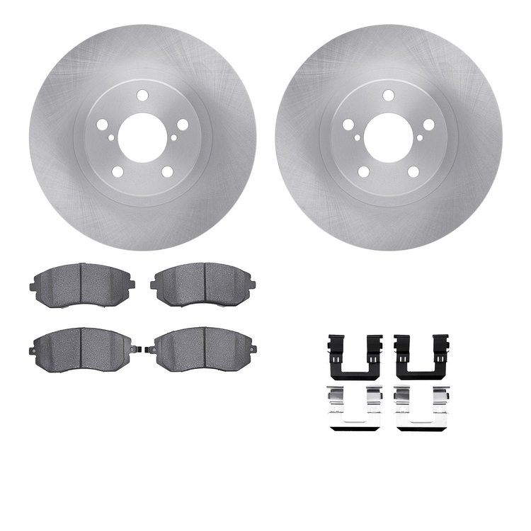6612-13007 Brake Rotors w/5000 Euro Ceramic Brake Pads Kit with Hardware, 2002-2010 GM, Position: Front