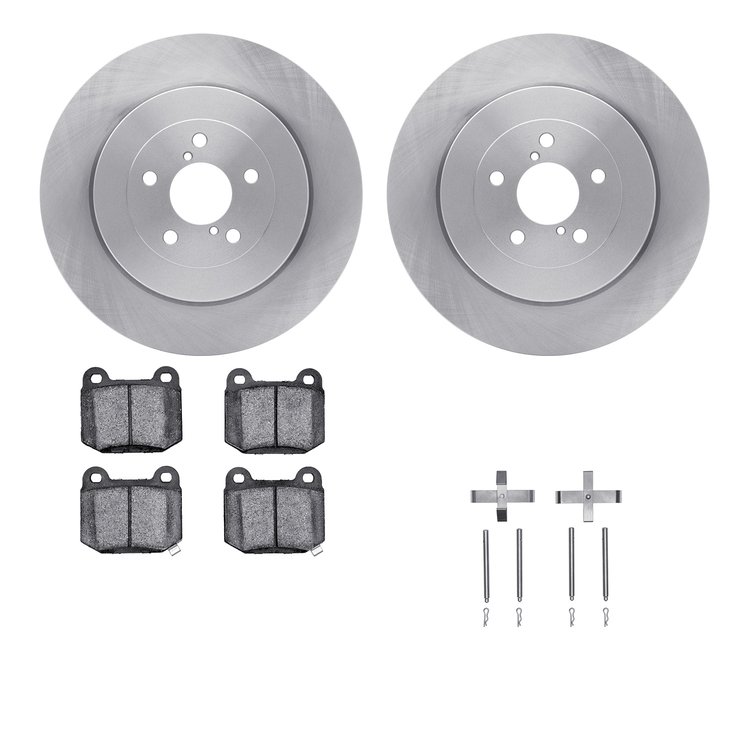 6612-13015 Brake Rotors w/5000 Euro Ceramic Brake Pads Kit with Hardware, 2003-2004 Subaru, Position: Rear
