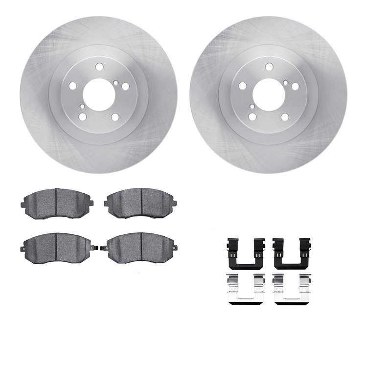 6612-13042 Brake Rotors w/5000 Euro Ceramic Brake Pads Kit with Hardware, 2002-2008 GM, Position: Front