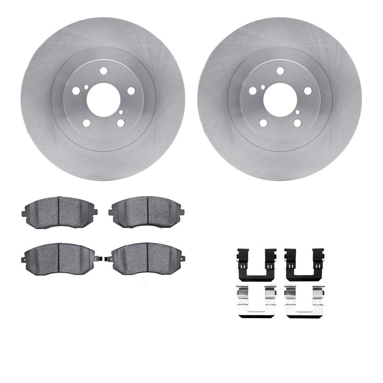 6612-13047 Brake Rotors w/5000 Euro Ceramic Brake Pads Kit with Hardware, 2004-2012 Subaru, Position: Front
