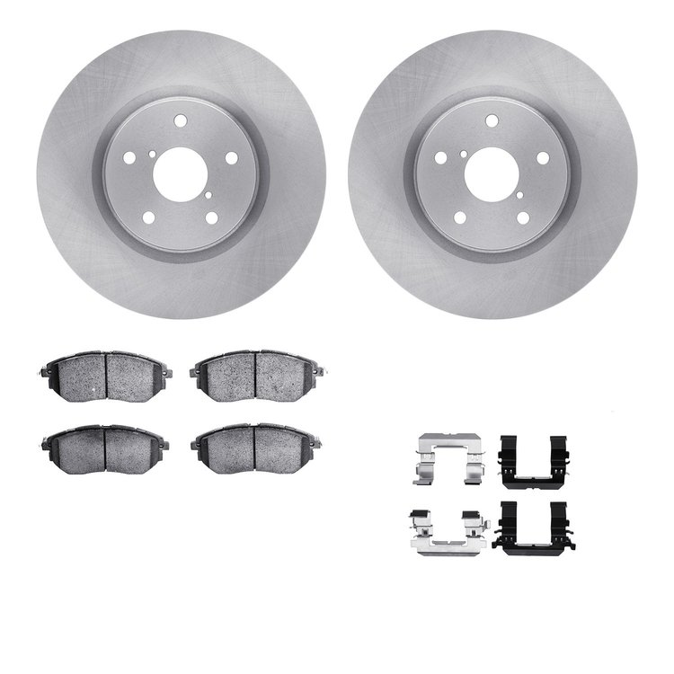 6612-13051 Brake Rotors w/5000 Euro Ceramic Brake Pads Kit with Hardware, 2006-2021 Subaru, Position: Front
