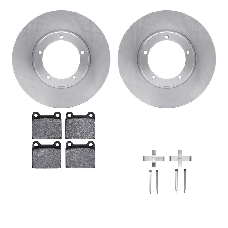6612-13140 Brake Rotors w/5000 Euro Ceramic Brake Pads Kit with Hardware, 1967-1974 Porsche, Position: Front