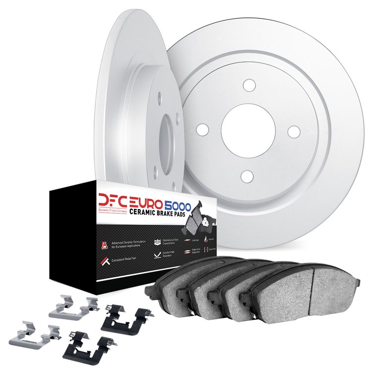 6612-14003 Brake Rotors w/5000 Euro Ceramic Brake Pads Kit with Hardware, 1972-1972 Triumph, Position: Front