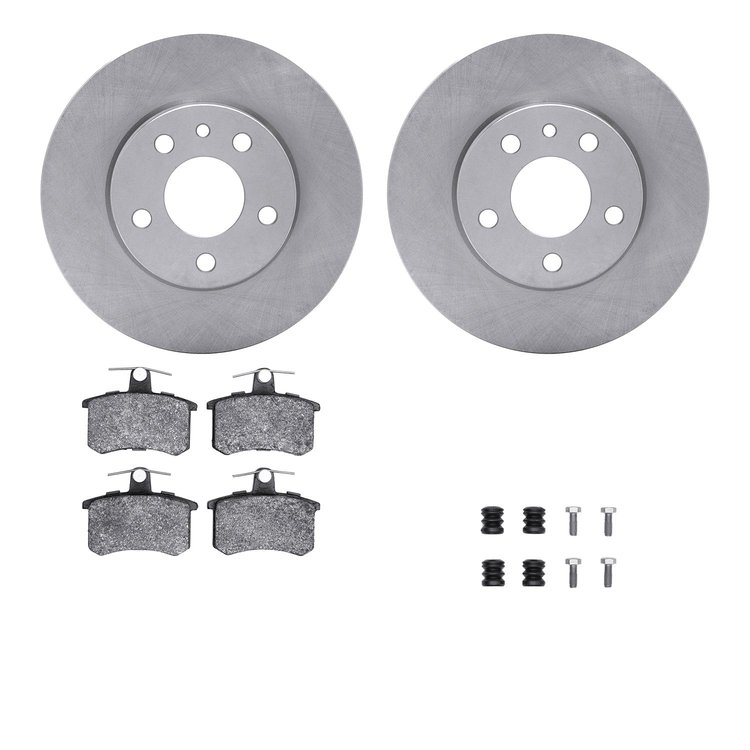6612-16019 Brake Rotors w/5000 Euro Ceramic Brake Pads Kit with Hardware, 1991-1995 Alfa Romeo, Position: Rear