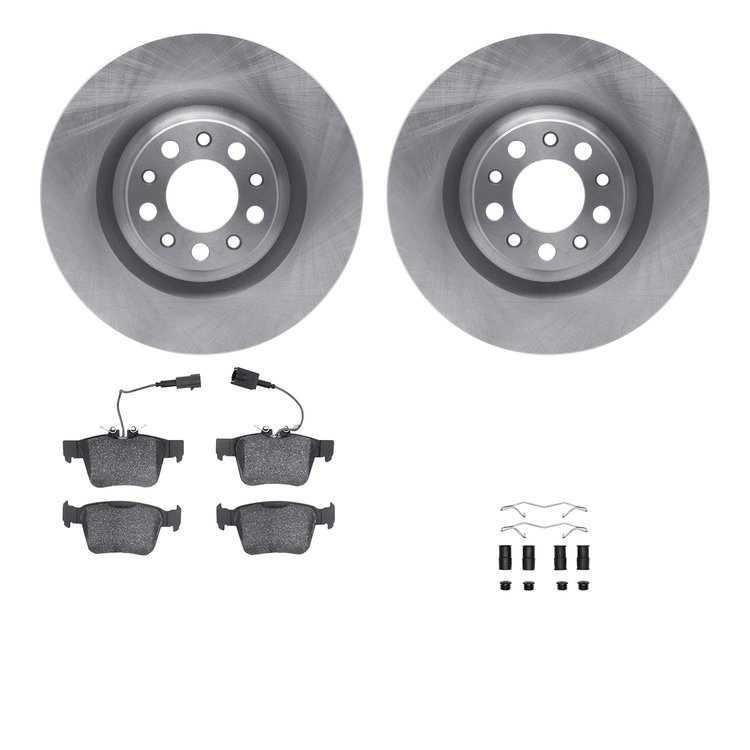6612-16027 Brake Rotors w/5000 Euro Ceramic Brake Pads Kit with Hardware, 2017-2021 Alfa Romeo, Position: Rear