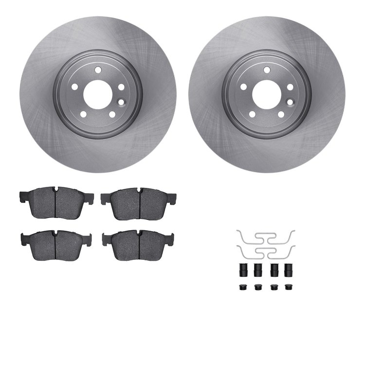 6612-20095 Brake Rotors w/5000 Euro Ceramic Brake Pads Kit with Hardware, Fits Select Jaguar, Position: Front