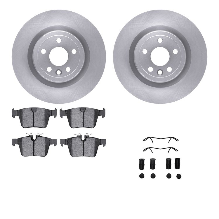 6612-20103 Brake Rotors w/5000 Euro Ceramic Brake Pads Kit with Hardware, 2017-2020 Multiple Makes/Models, Position: Rear