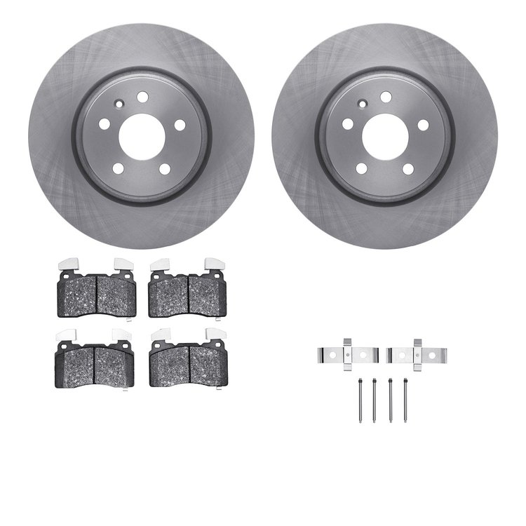 6612-26011 Brake Rotors w/5000 Euro Ceramic Brake Pads Kit with Hardware, 2012-2013 Tesla, Position: Front