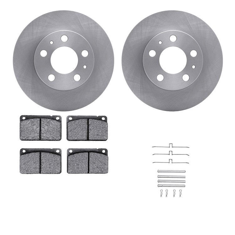 6612-27034 Brake Rotors w/5000 Euro Ceramic Brake Pads Kit with Hardware, 1979-1984 Volvo, Position: Front