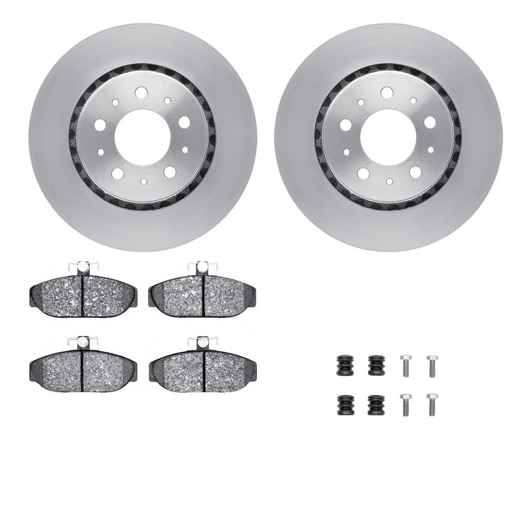 6612-27067 Brake Rotors w/5000 Euro Ceramic Brake Pads Kit with Hardware, 1983-1992 Volvo, Position: Front