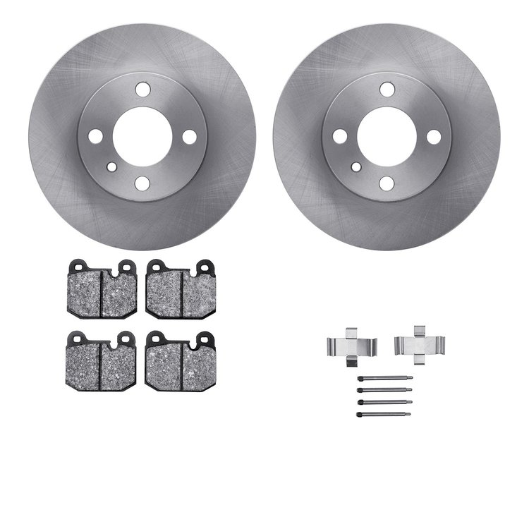 6612-31015 Brake Rotors w/5000 Euro Ceramic Brake Pads Kit with Hardware, 1977-1977 BMW, Position: Front