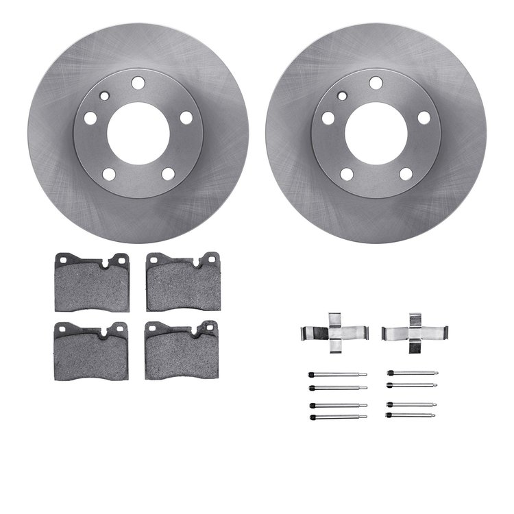 6612-31043 Brake Rotors w/5000 Euro Ceramic Brake Pads Kit with Hardware, 1976-1976 BMW, Position: Front